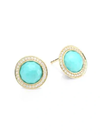 Shop Ippolita Lollipop Mini 18k Yellow Gold, Turquoise & Diamond Stud Earrings