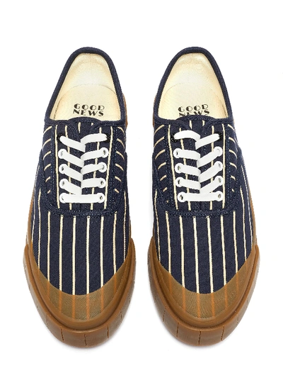 Shop Good News 'hurler 2' Pinstripe Cotton Sneakers In Blue