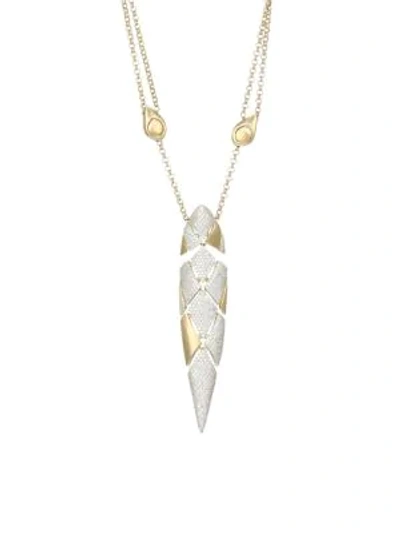 Shop Adriana Orsini Zena Two-tone Sterling Silver & Cubic Zirconia Adjustable Pendant Necklace In Gold