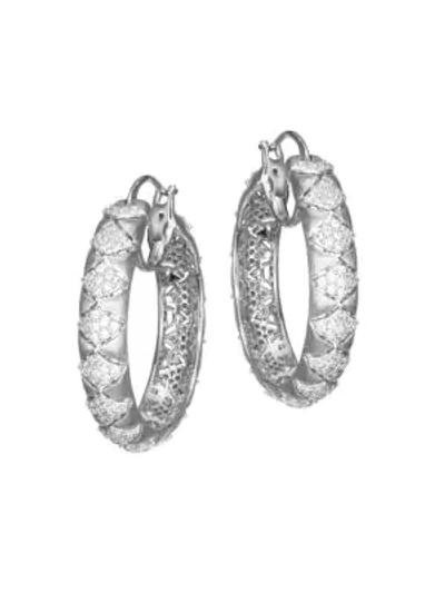 Shop Adriana Orsini Women's Zena Scales Hoop Earrings In Rhodium