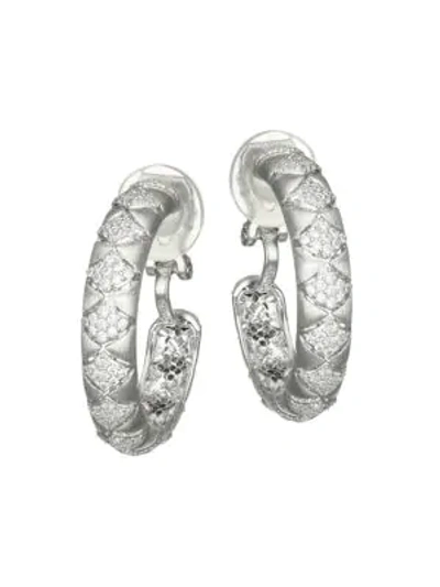 Shop Adriana Orsini Zena Scales Clip-on Hoop Earrings In Rhodium