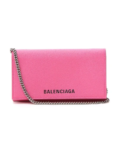 Shop Balenciaga Ville Phone Wallet On Chain In Pink