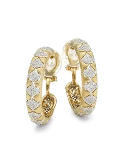 Shop Adriana Orsini Zena 18k Yellow Goldplated Sterling Silver & Cubic Zirconia Hoop Earrings