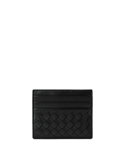 Shop Bottega Veneta Black Braided Leather Card Holder