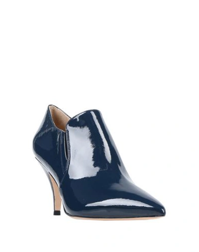 Shop Tory Burch Woman Ankle Boots Navy Blue Size 10 Calfskin