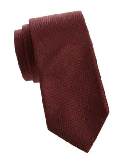 Shop Kiton Solid Silk Tie In Burgundy
