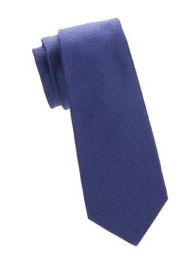 Shop Kiton Solid Silk Tie In Navy