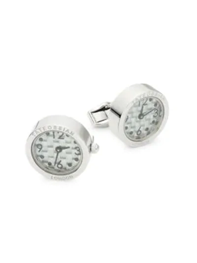 Shop Tateossian Round Watch Cufflinks In Grey