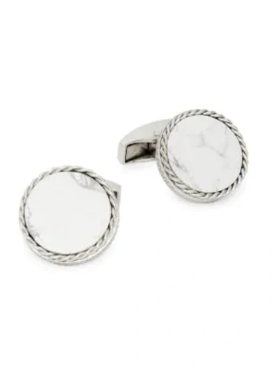 Shop Tateossian Round Stainless Steel Cufflinks In White