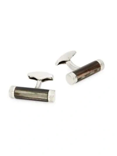 Shop Tateossian Stainless Steel & Mother-of-pearl Cufflinks In Black