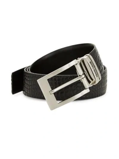 Shop Roberto Cavalli Croco-embossed Leather Belt In Black