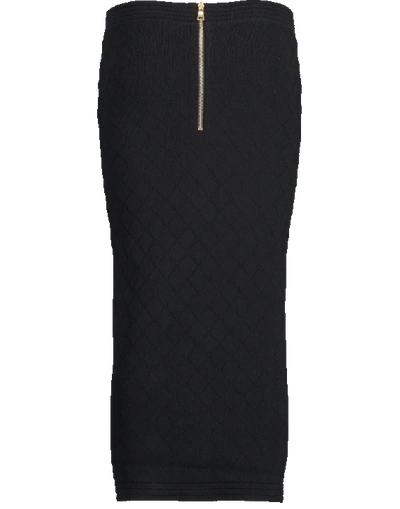 Shop Balmain Diamond Viscose Midi Skirt In Noir