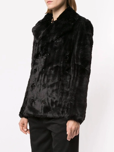 Shop Saint Laurent Faux Fur Double Breast Coat