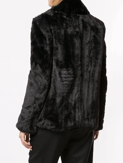 Shop Saint Laurent Faux Fur Double Breast Coat