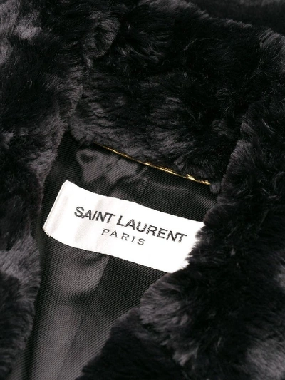 Shop Saint Laurent Faux Fur Double Breast Coat