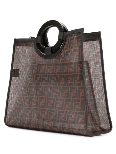 Shop Fendi Ff Mesh Logo Shopper Tote Brown