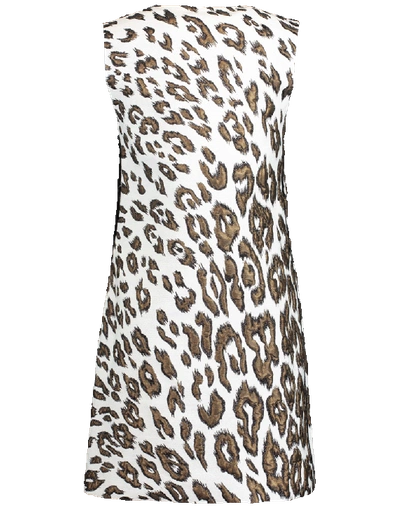 Shop Oscar De La Renta Leopard Wool Jacquard Dress In Ivory