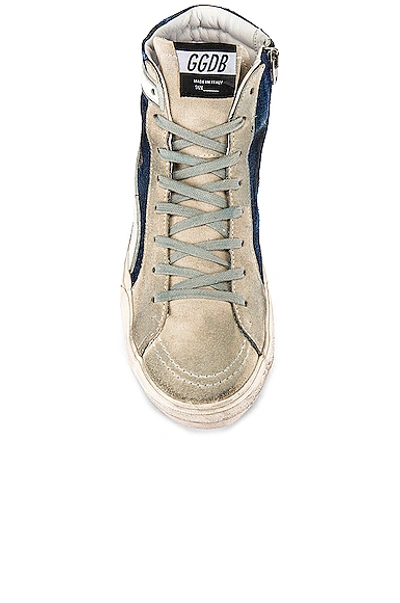 Shop Golden Goose Slide Sneaker In Blue Denim & White Star