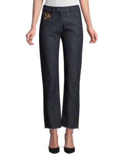 Shop Michael Kors Straight-leg Patch Jeans In Dark Indigo