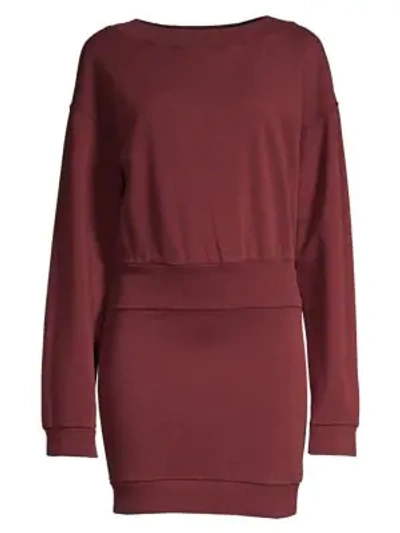 Shop Faith Connexion Banded Waist Sweater Dress In Burgundy