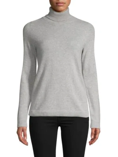 Shop Lafayette 148 Turtleneck Cashmere Sweater In Grey Heather