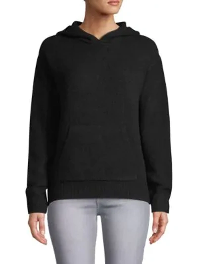 Shop Vince Women's Wool Blend Hoodie In Black