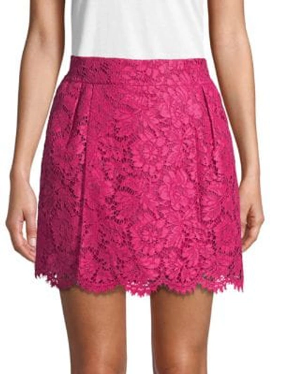 Shop Valentino Lace Mini Skirt In Pink