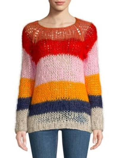 Shop Maiami Mohair Multicolored Stripe Sweater In Copper