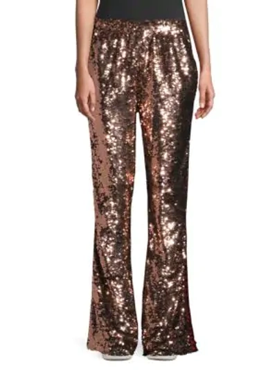 Shop Faith Connexion Sequin Side Logo Flared Track Pants In Cuivre