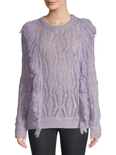 Shop Amur Carla Fringe Sweater In Lilac