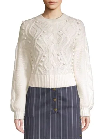 Shop Amur Brie Crop Wool Sweater In Ivory