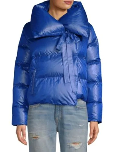 Shop Bacon Puffa Cropped Jacket In Blue