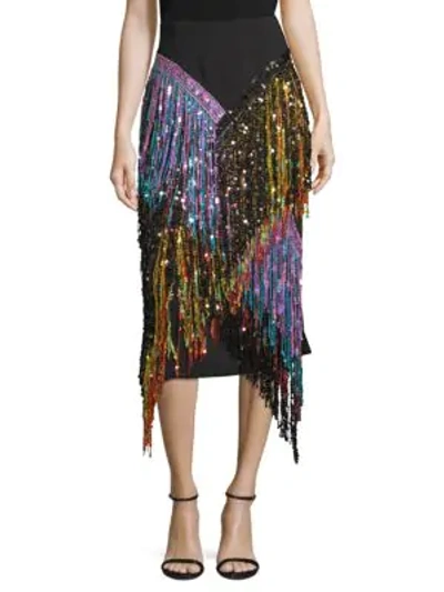 Shop Romance Was Born Love Potion Fringe Pencil Skirt In Black Multi