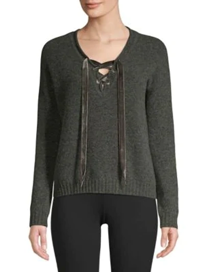 Shop Rails Amelia Lace-up Sweater In Charcoal