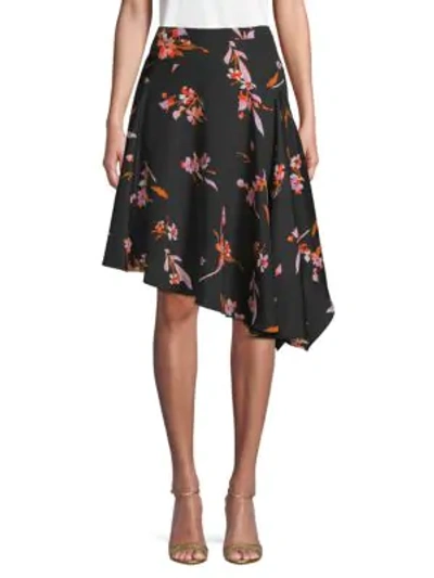 Shop Joie Moni Floral Asymmetrical Skirt In Black Multi