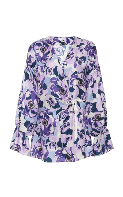 Shop Art Dealer Demi Silk Floral Dress In Print