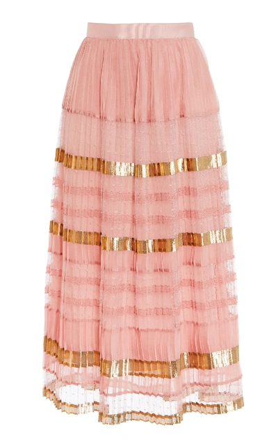 Shop Temperley London Phantom Midi Skirt In Pink
