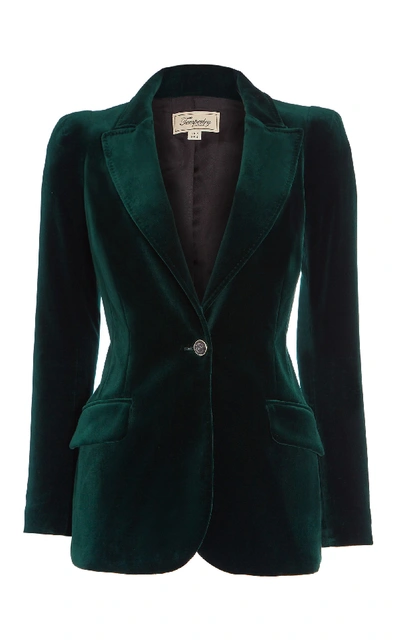 Shop Temperley London Clove Velvet Jacket In Green