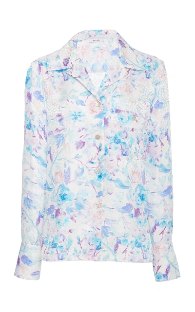 Shop Art Dealer Celeste Silk Long Sleeve Shirt In Floral