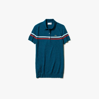 Shop Lacoste Women's Slim Fit Made In France Cotton Polo In Blue / White / Blue / Red