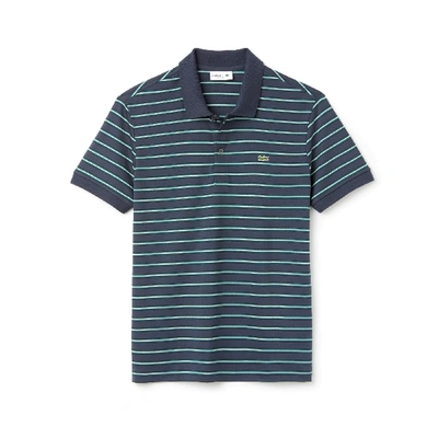 Shop Lacoste Men's  Regular Fit Striped Pima Cotton Interlock Polo In Blue / Black / Green / White