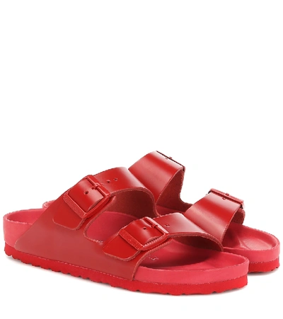 Shop Valentino X Birkenstock Vltn Leather Sandals In Red