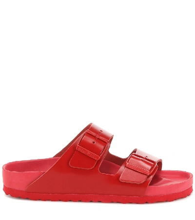Shop Valentino X Birkenstock Vltn Leather Sandals In Red
