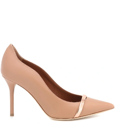 Shop Malone Souliers Maybelle 85 Leather Pumps In Beige