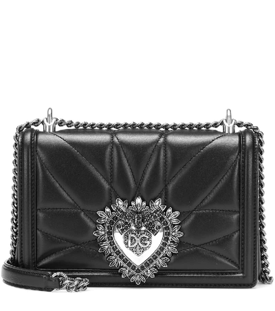 Shop Dolce & Gabbana Devotion Medium Leather Shoulder Bag In Black