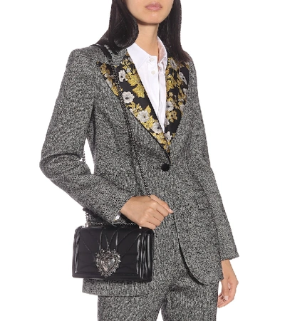 Shop Dolce & Gabbana Devotion Medium Leather Shoulder Bag In Black