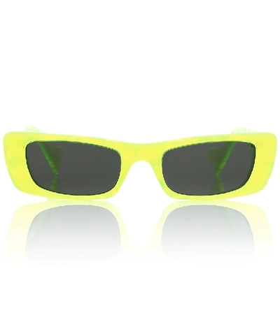 Shop Gucci Rectangular Acetate Sunglasses In Yellow