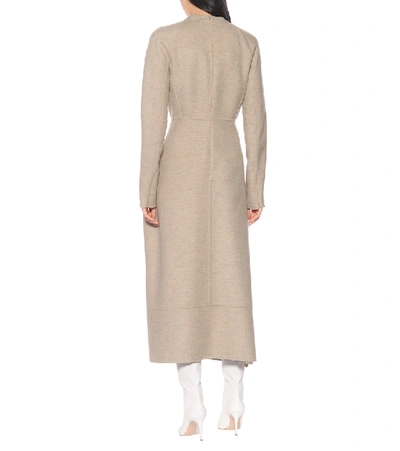 Shop Jil Sander Wool Midi Dress In Beige