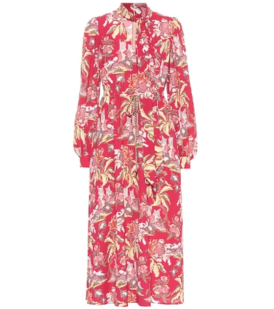 Shop Peter Pilotto Printed Crêpe Midi Dress In Red