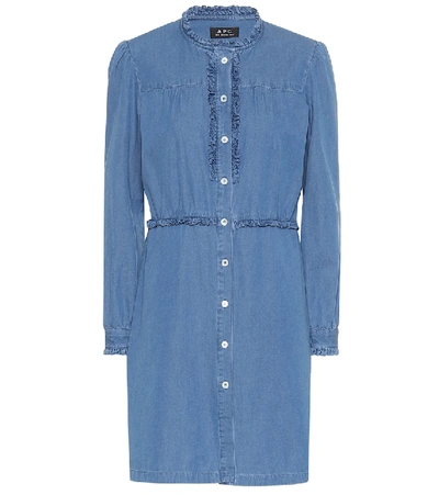 Shop Apc Hoshl Denim Shirt Dress In Blue